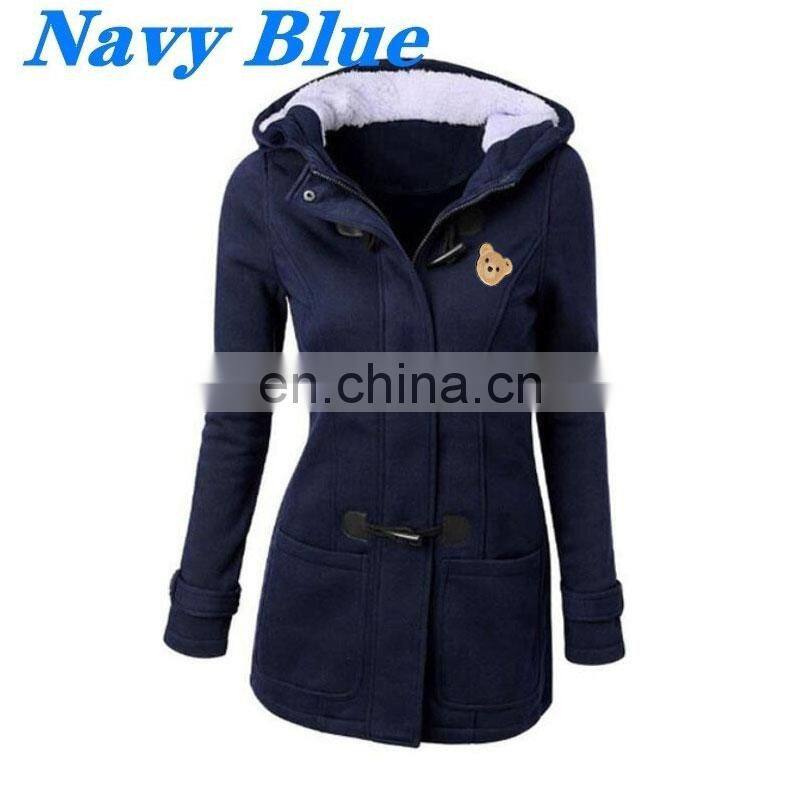 Wholesale custom ladies plus size casual blouse crop horn buckle zipper cardigan outer DIY guillotine bear hoodie S-5XL