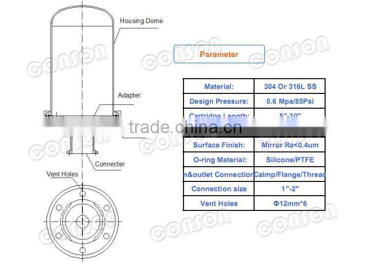 Stainless steel Jacketed tank breather filter tank vent filter housing