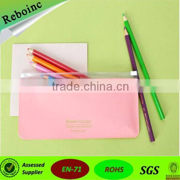Clear PVC Pencil Packing Bag Plastic Zip Top slider zipper pvc pencil bag for kids