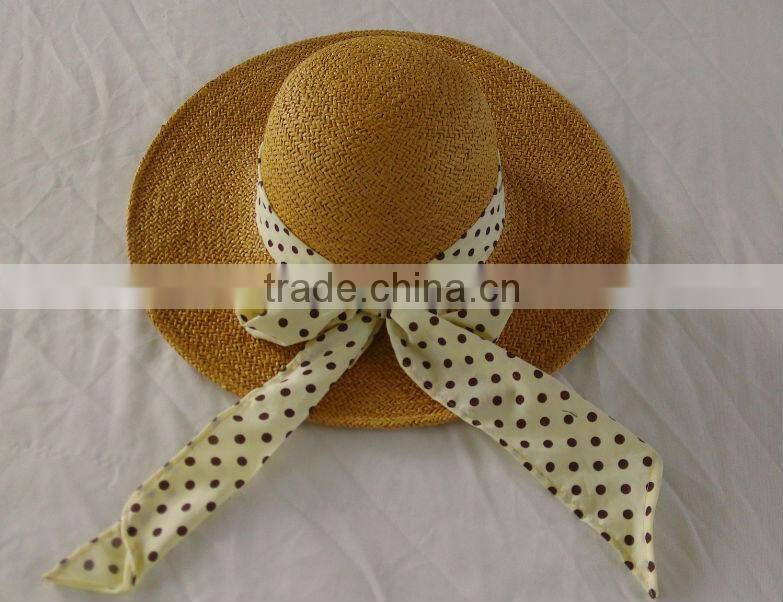 Brown handmade sun beach hats with ribbon