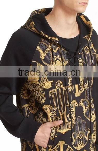 Custom Raglan Sleeve Graphic Print Neoprene Mens Hoodies
