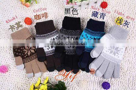 Winter thicker smart phone touch screen glove acrylic knit mobile phone gloves