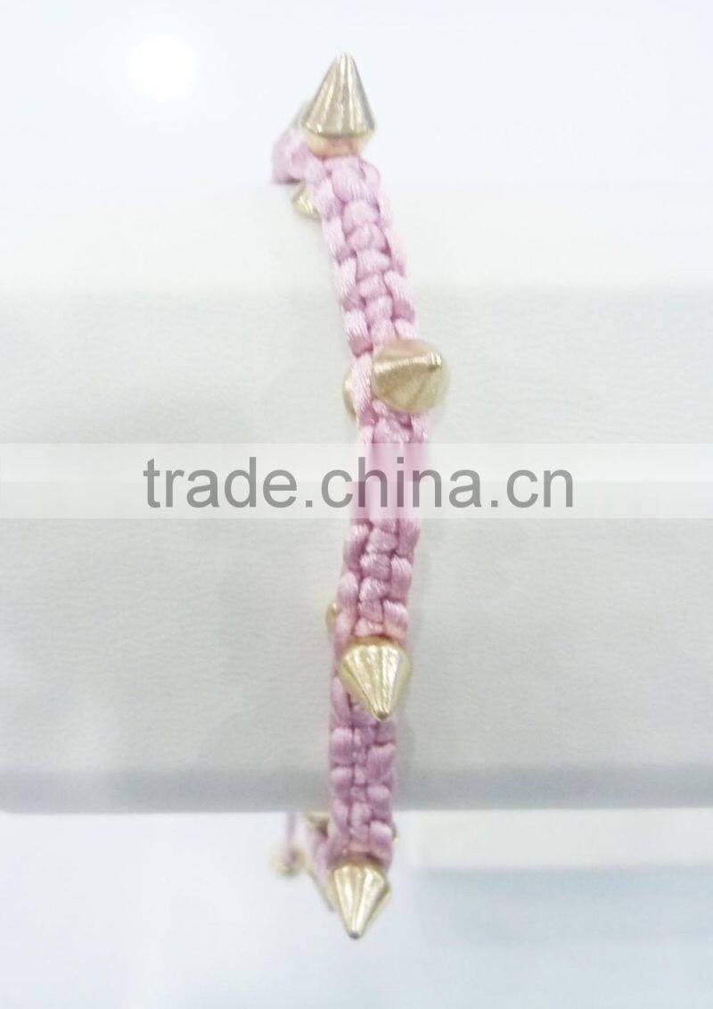 FASHION BRAIDED RIVET ADJUSTABLE BRACELET