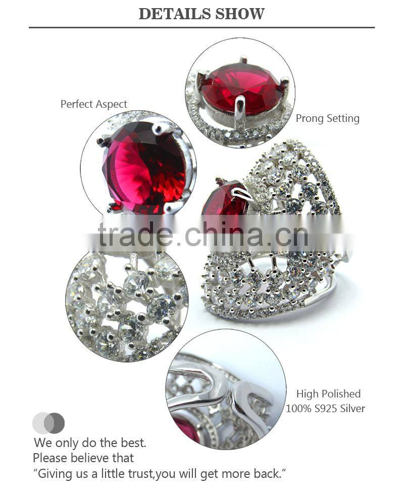 2015 latest design gemstone 925 silver white zircon white gold finger rings for gilrs