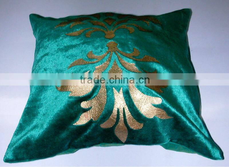 Foil printed cushion cover on velvet fabric,