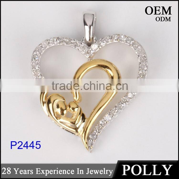2016 valentine's day gift heart shape 10k gold fashion wedding pendant for girl friend