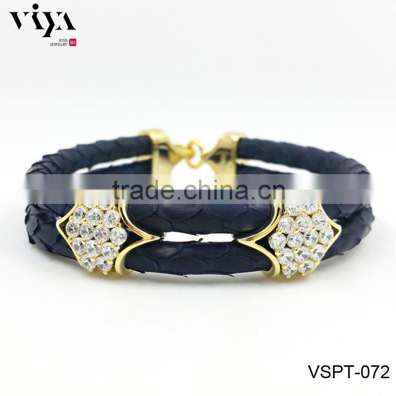 sting ray men bracelet exotic leather jewelry rhombus clasp triple leather bracelet