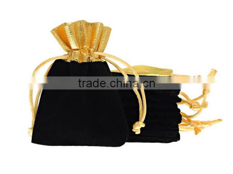 small quantity accept cheap custom velvet/cotton drawstring pouch bag,stock women's lady jewelry bag wholesale