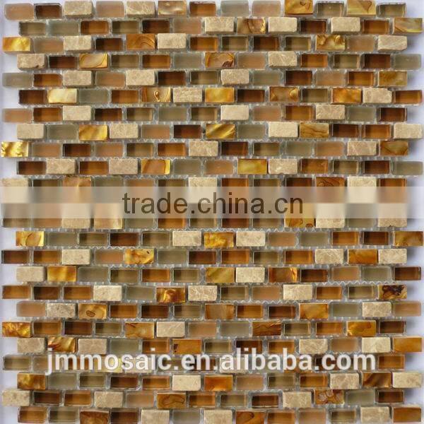10x20x8mm Mother of Pearl, Marble Mix Crystal Glass Mosaic Tile