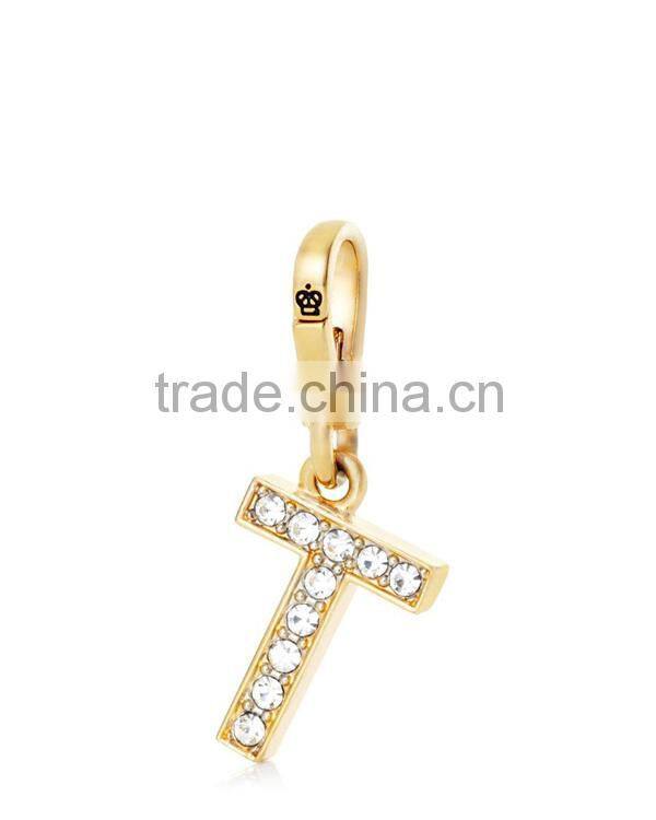 Gold rhinestone alphabet charm letter pendant alphabet keychain