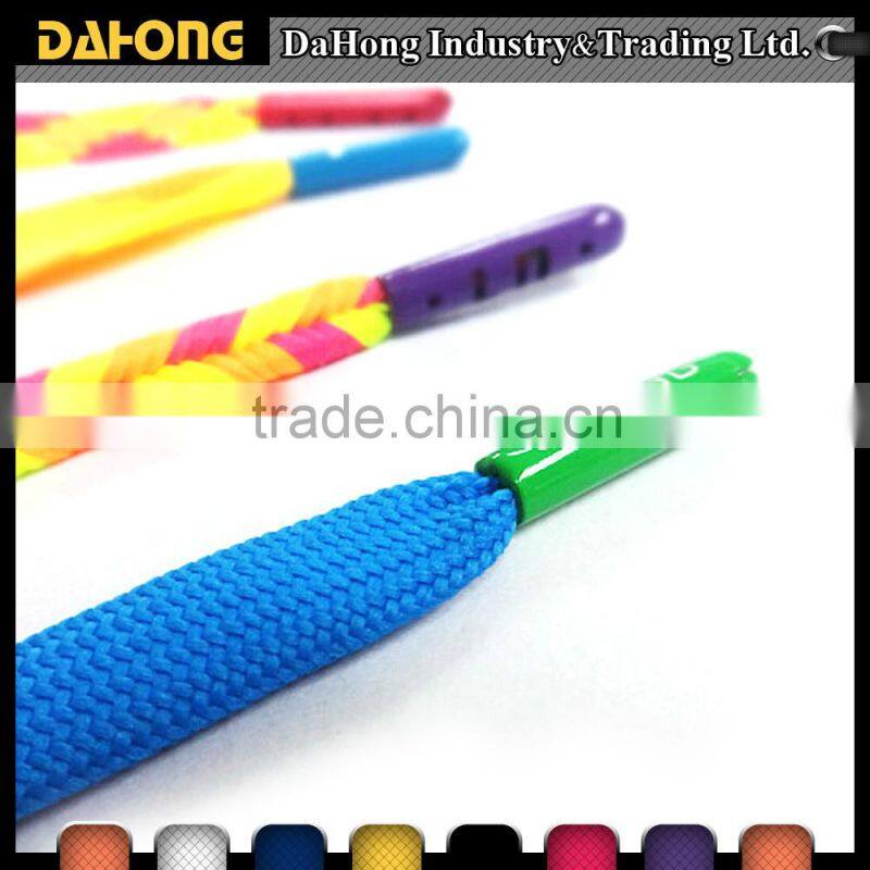 colored flat drawstring cord custom hoodie strings with metal ends