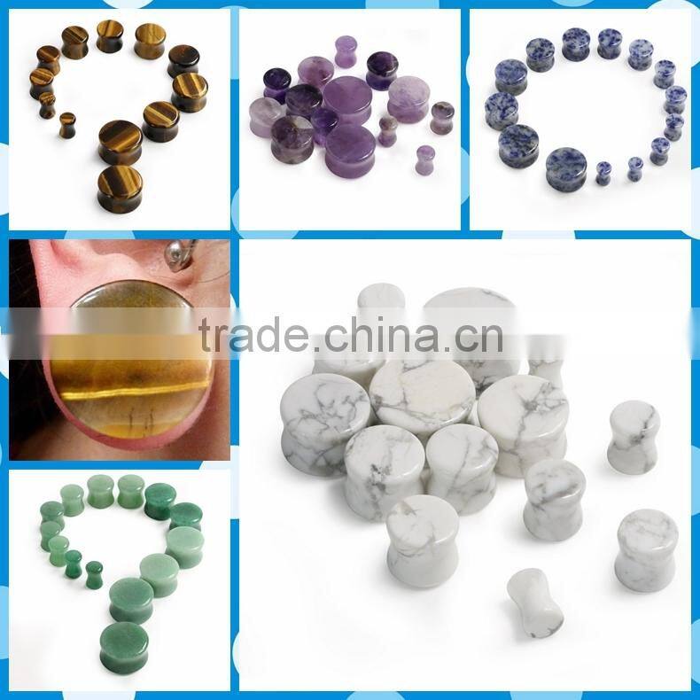 Natural Gemstone Color White Headset Earplug