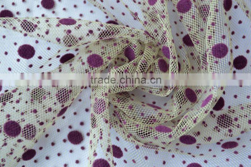 Polyester American Tulle Flocking Fabric for Dress DSN515