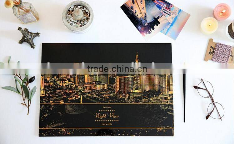 The World Best Golden Scratch Night View Series 3 Contents One Paper Free Drawing With Pen Tool Treasure Hunt Coloring Paper