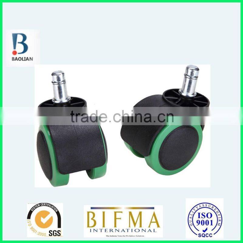 BL 50mm smal black& green durable mute swivel outdoor rubber office chair caster