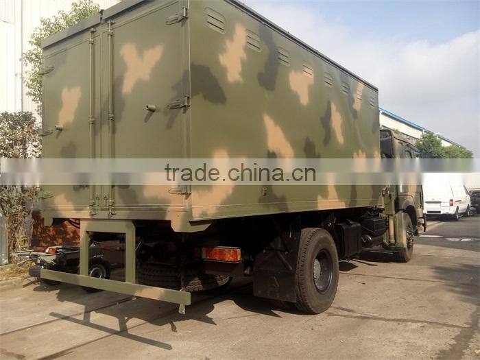 4*4 HOWO multi-function van truck with crane 5 ton