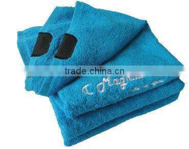 terry cotton navy golf towels with embroidery