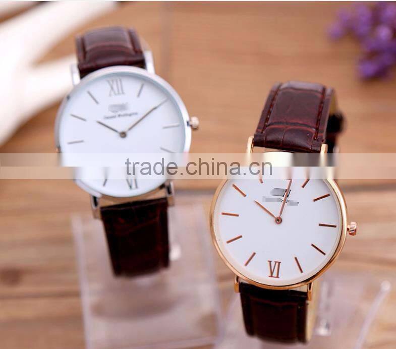 2016 top best selling fashion men gift leather band japan movement quartz watches