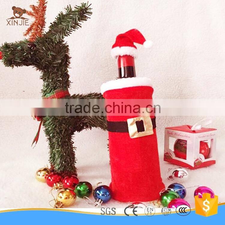 christmas decoration samll santa hat wine holder with wine bottle cover