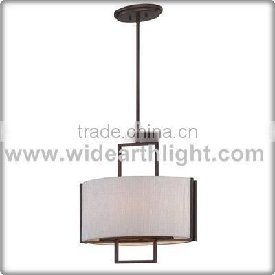 UL Listed Painted Black Hotel Pendant Light With Oval Fabric Shades C40699