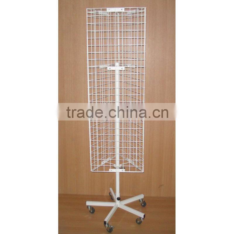 3 sides floor spinning grid wire rack display for promotion purpose