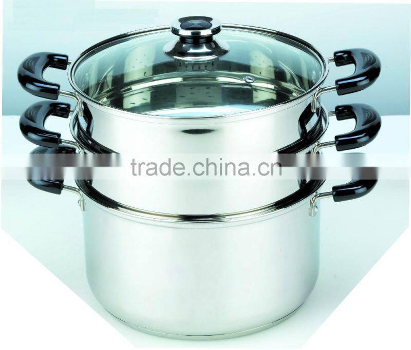 AH3598 3PCS STAINLESS STEEL 201 2LAYER BOILER ( STEAMER SET )