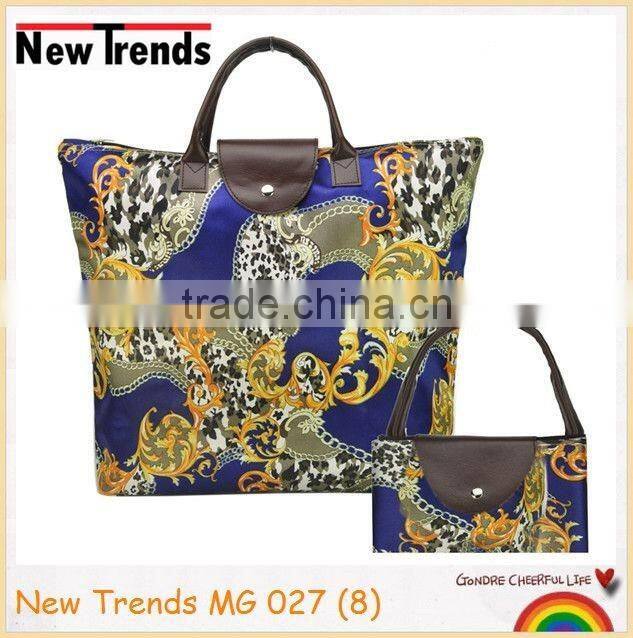 Black combo flora printing dumplings bag shoulder bag folding bag beach bag