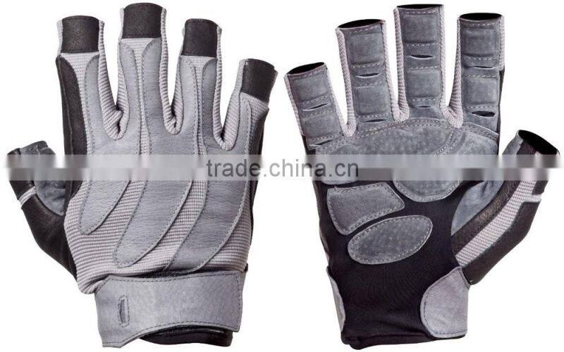 CLE athletic works custom short finger leather gym cycling gloves