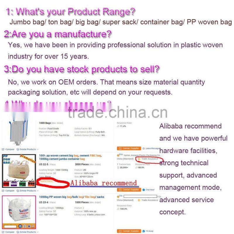 China OEM factory price big size ton bags with double belt