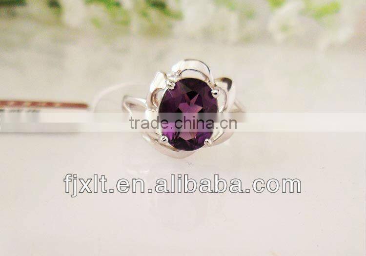 925 Sterling Silver Amethyst Gemstone Engagement Ring