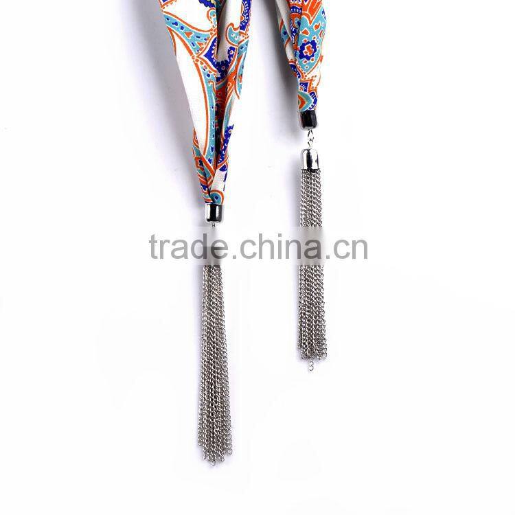 2016 new products color silver tone heart pendant scarf necklace