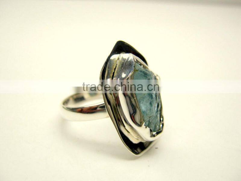 Neon Apatite Raw Natural Gemstones Ring, Rough Gemstone Adjustable Rings, 925 Solid Sterling Silver Jewelry