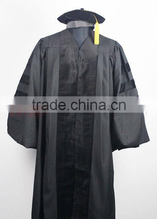 Deluxe Doctoral Graduation Tam and Gown Matte Black-US