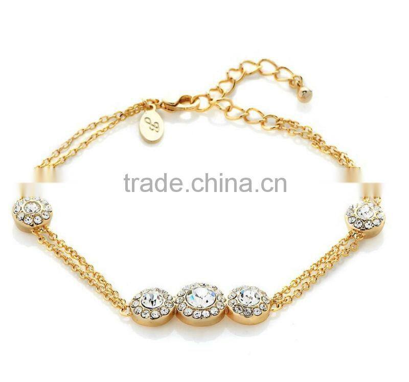 Fashion Jewelry Gold Plated Crystal Charm Bracelet Bangles For Women