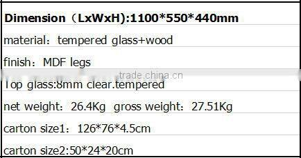 2016 new products wooden legs glass coffee table