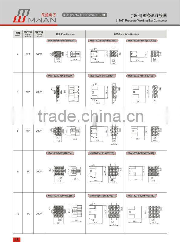 (1806) 6.0/6.6mm male-female wiring harness connectors