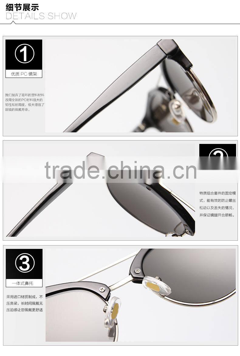 New product Half frame color film sunglasses Retro sunglasses