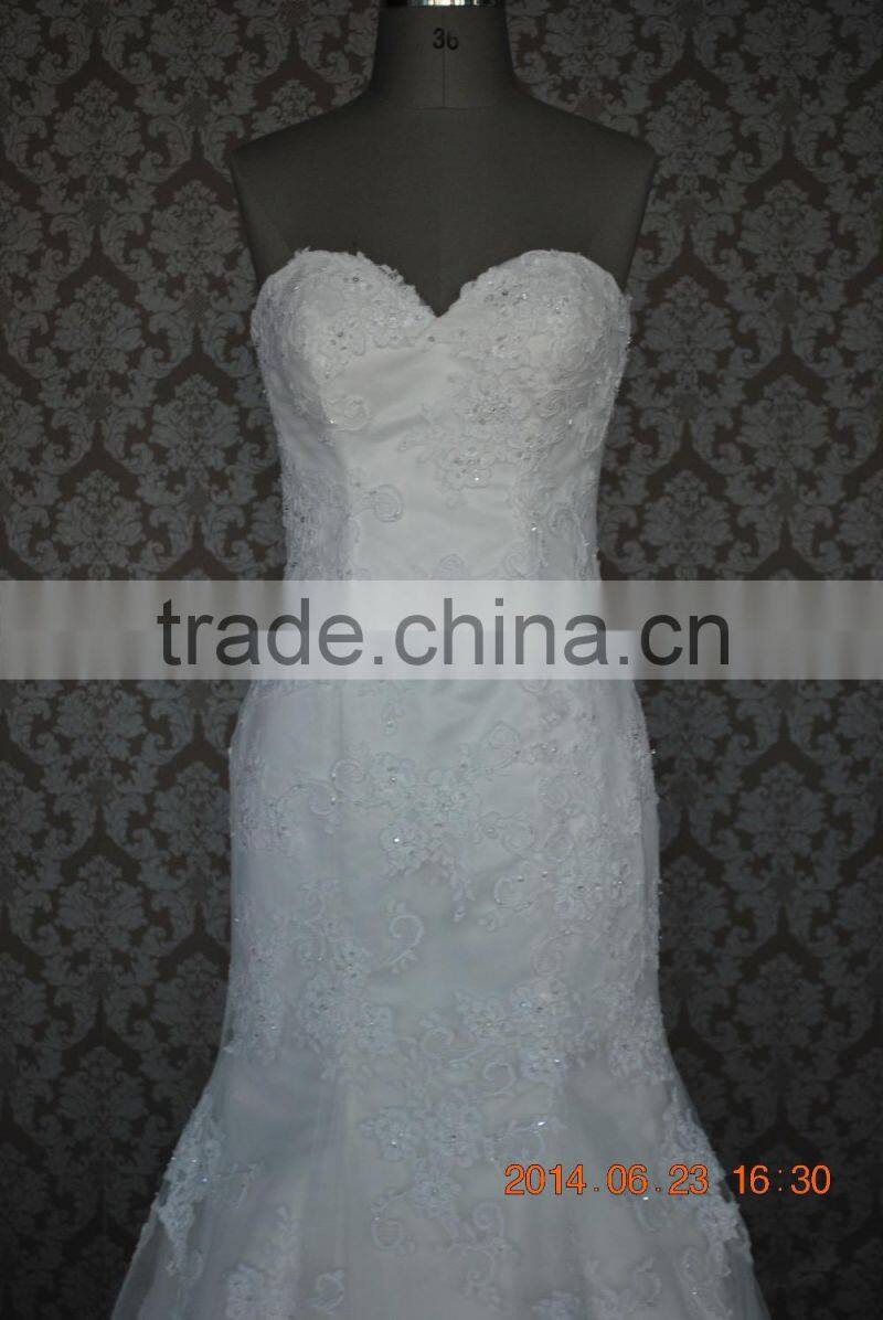 (MY0043) MARRY YOU China Custom Made High Quality Lace Mermaid Bridal Gown With Crystal Rhinestone Belt For Wedding Dress