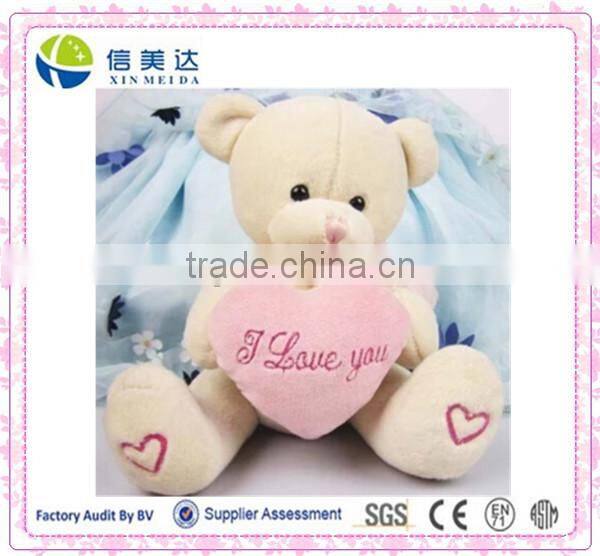 Valentine white Teddy bear with love heart soft plush toy