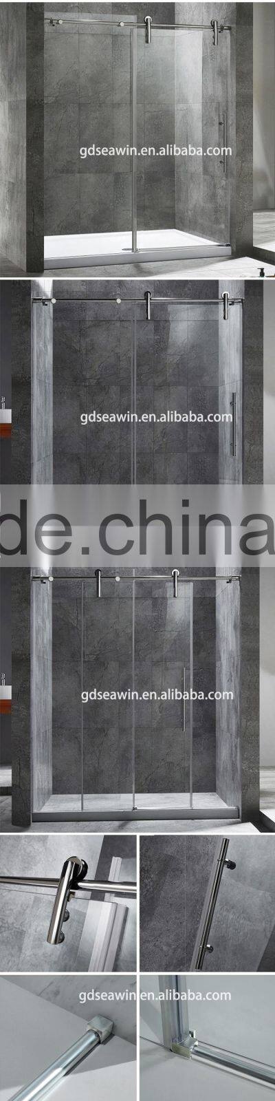 Frameless Sliding Glass Shower Door with Tray