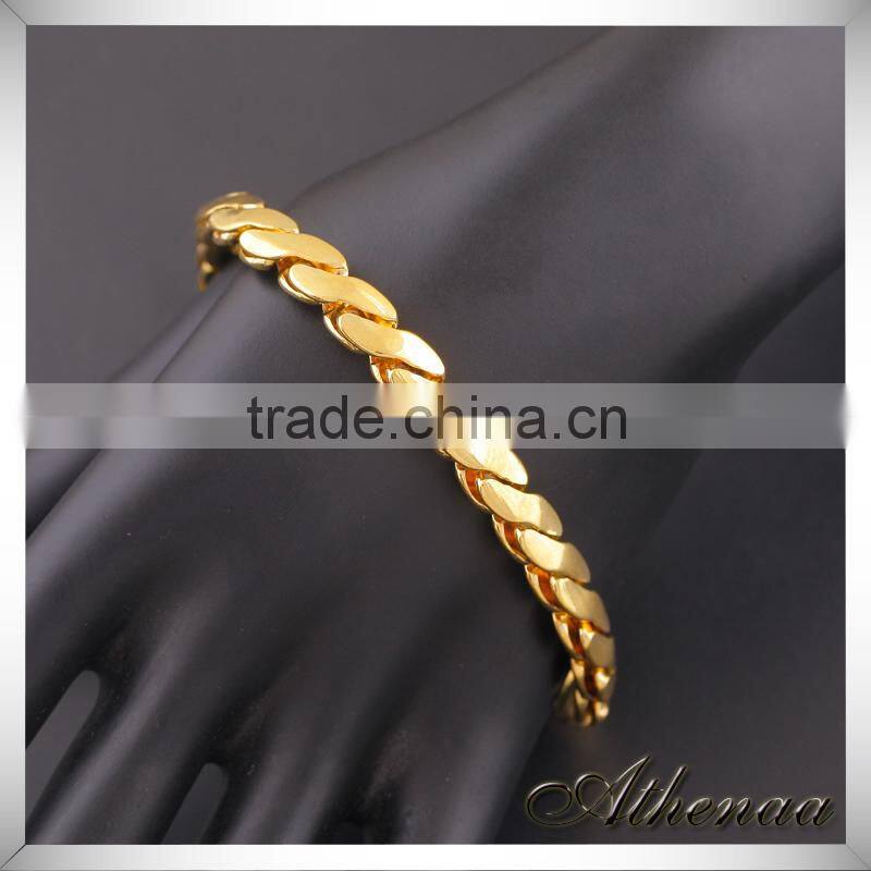 18K Gold Simple Trendy Mens Bracelet Models