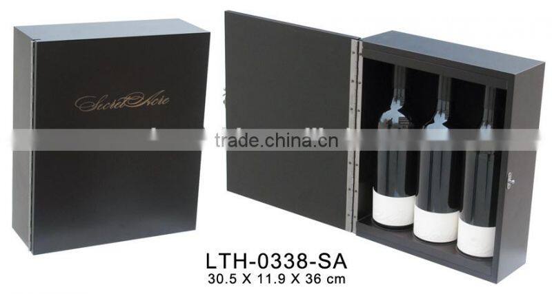Black Matt finish handmade wooden wine packing box ,wooden box for wine
