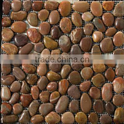 polished nature stone, polished stone decking against mesh