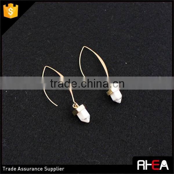 Boho 18K Gold Color Earring,Fashion Turquoise Stone Alloy Drop Earring,Stone Rivet Earring