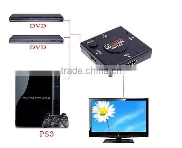 HD splitter for PS3 PS4 for Xbox 360 PC DV DVD HDTV 1080P 3 Input to 1 Output