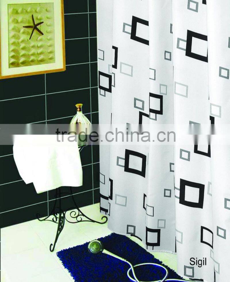 China Wholesale Polyester Thick Graphic Printed Shower Curtain