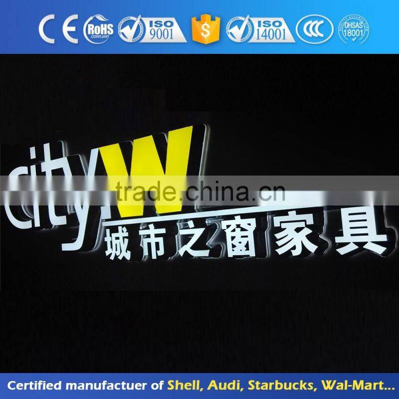 Storefront advertising acrylic 3d lighted led letter alphabet letter