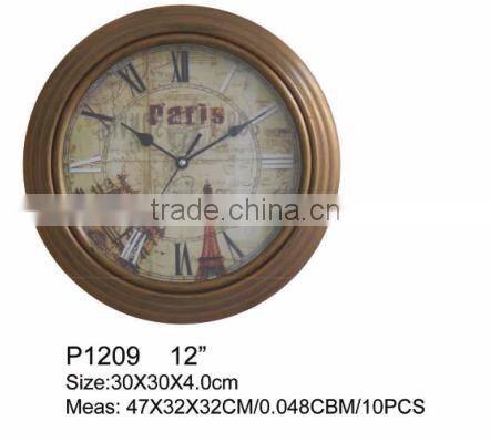 cheap old style round plastic wall clock