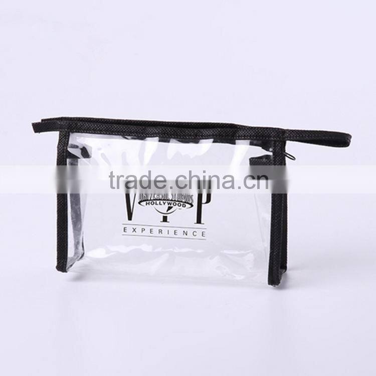 Fashional custom printing clear cosmetic transparent pvc plastic bag with metallic zipper