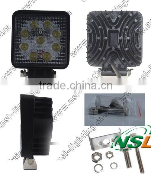Hot Sale IP67 9*3W Super Bright Auto LED Work Lights 12V LED Work Light Offroad 27W LED Work Light